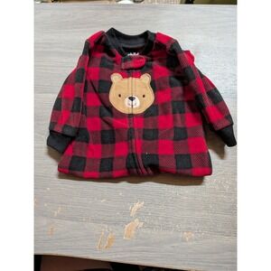 Child of Mine by Carters Baby Red Black Buffalo Plaid Bear Fleece Footed Sleeper